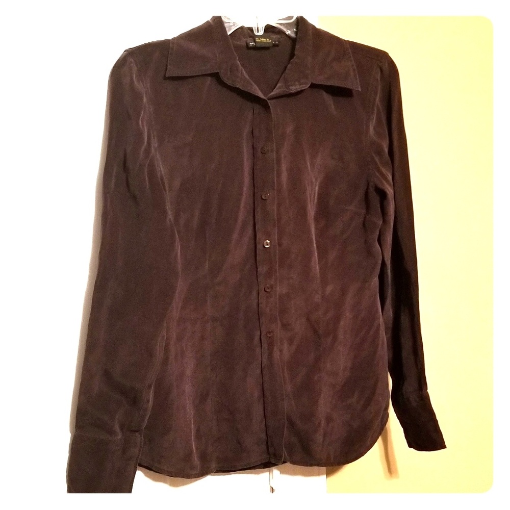 Purple silk button down shirt